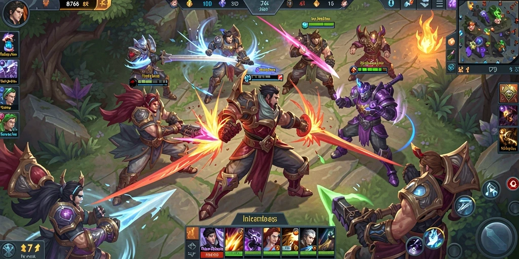 Tampilan action seru dalam pertarungan MOBA 8768.