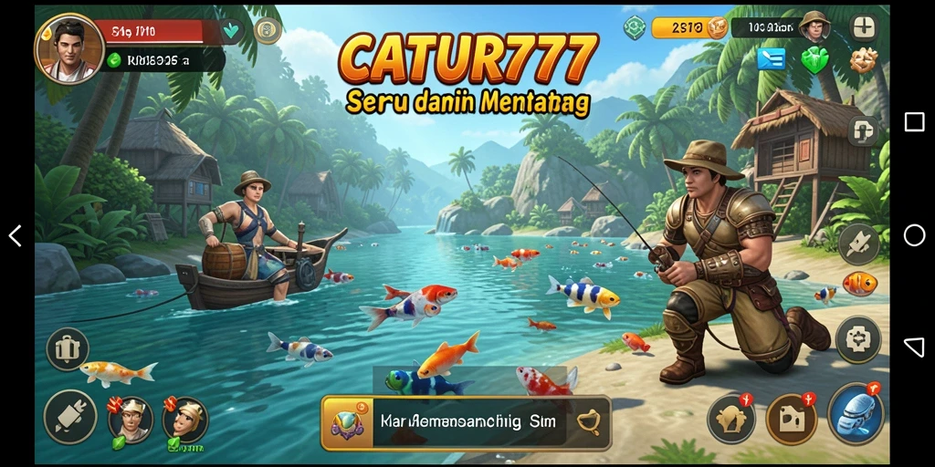 Screenshot gameplay CATUR777 menunjukkan aksi memancing yang seru dan menantang.