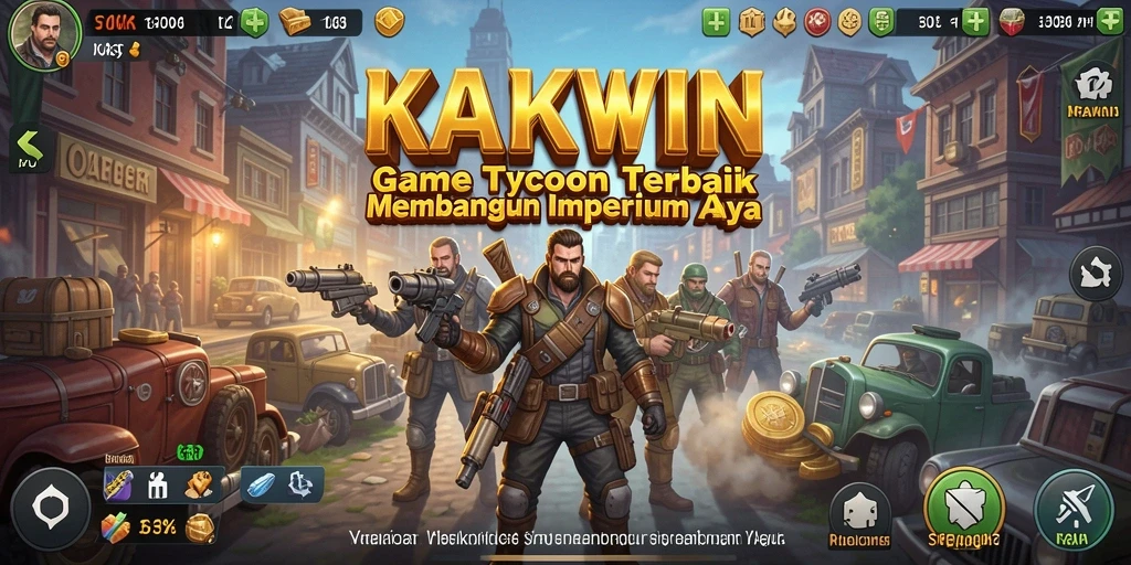 Screenshot KAKWIN menampilkan gameplay manajemen bisnis yang seru.
