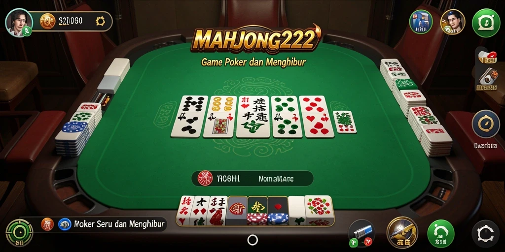 Tampilan gameplay seru di MAHJONG222 dengan aksi Poker yang mendebarkan.