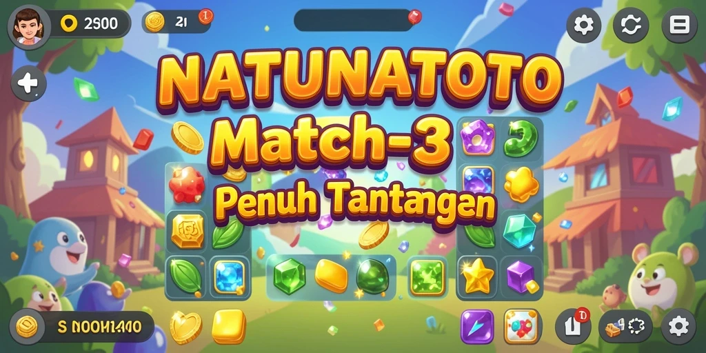 Screenshot NATUNATOTO menampilkan gameplay Match-3 yang menyenangkan.
