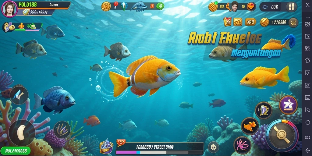 Tampilan gameplay seru POLO188 dengan banyak jenis ikan.