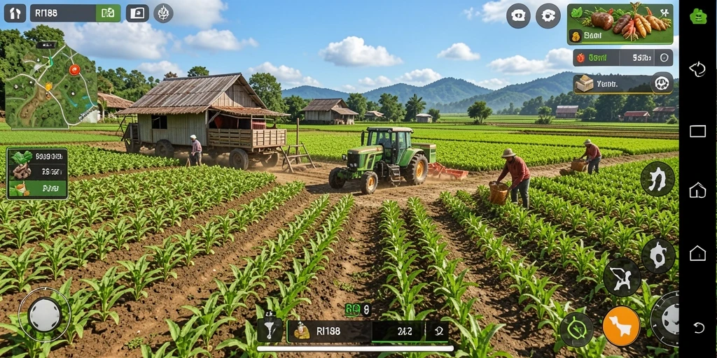 Tampilan gameplay RI188 yang menarik saat merawat ladang.