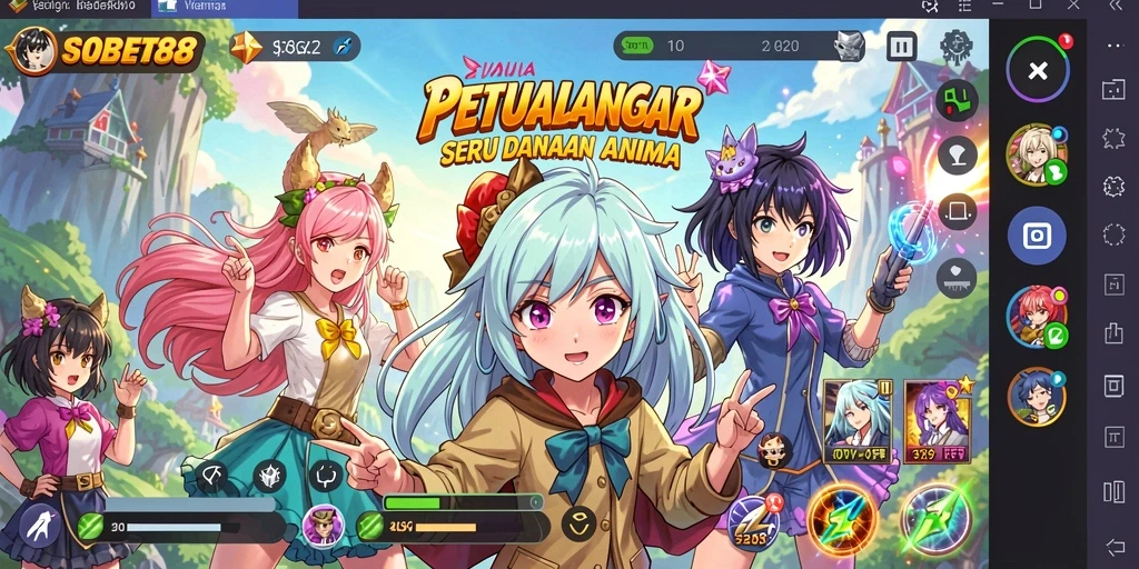 Screenshot gameplay SOBET88 menampilkan aksi epik karakter anime.
