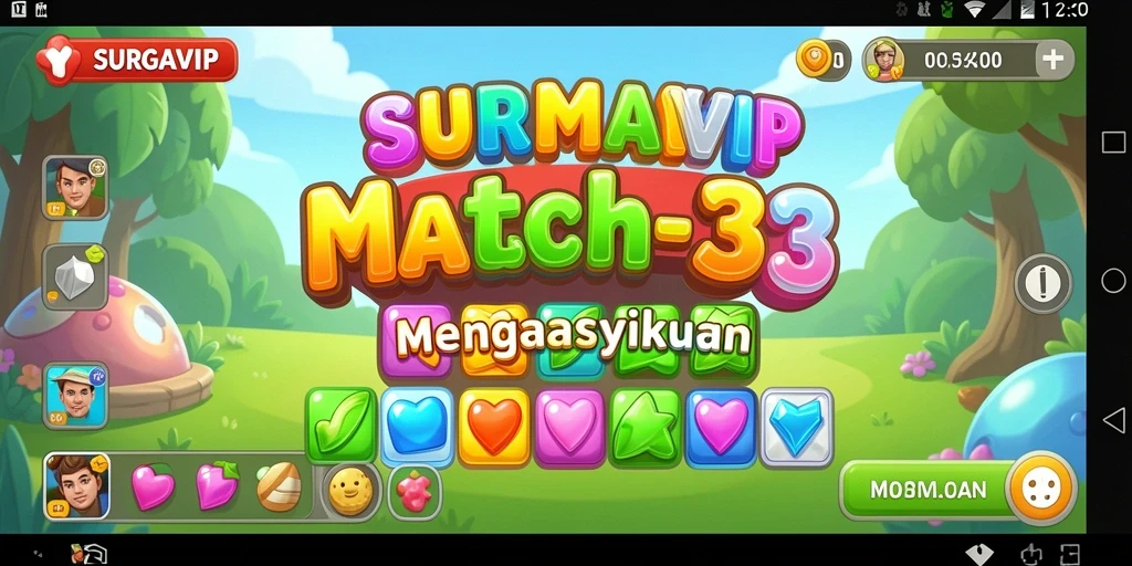 Tampilan gameplay SURGAVIP dengan elemen Match-3 yang memukau.