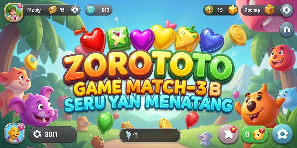 Tampilan gameplay ZOROTOTO dengan elemen Match-3 yang menawan.